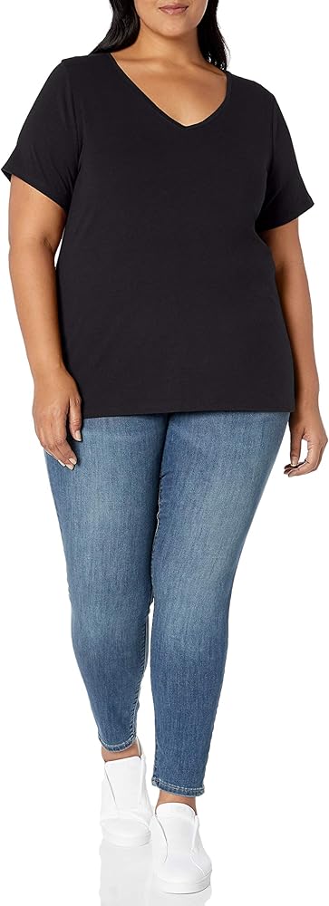Women's Plus Size Short-Sleeve V-Neck T-Shirt, Multipacks