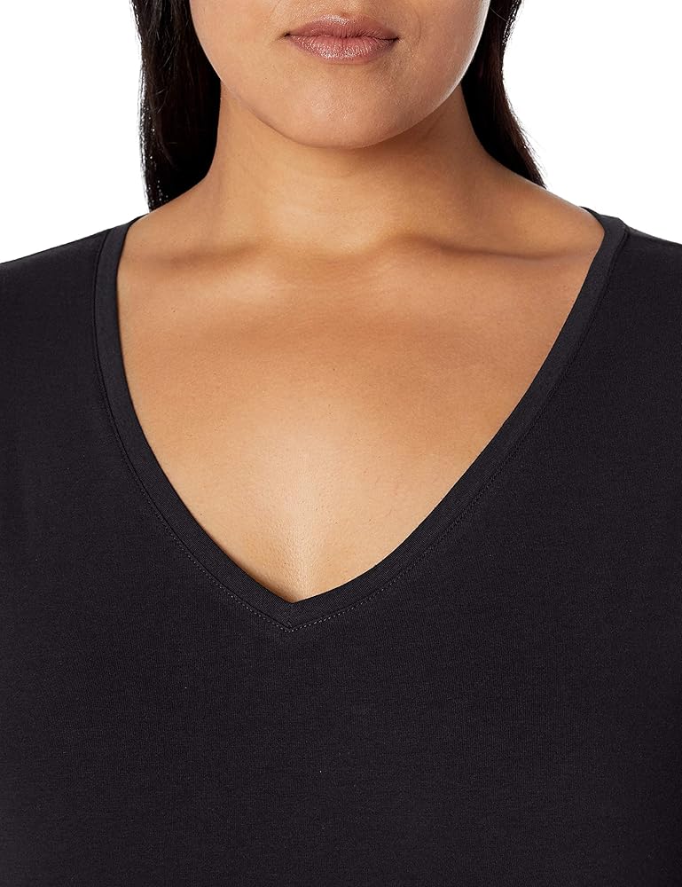 Women's Plus Size Short-Sleeve V-Neck T-Shirt, Multipacks
